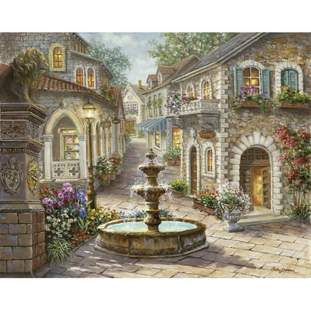 Charlton Home 'Cobblestone Fountain' Print