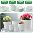 thumbnail image 4 of HXRH Plastic Flower Pots with Saucers & Drainage,6 Pack Plant Pots for Indoor,Modern Resin Planters,for Garden Flowers Succulents,Home Decor,7.5/6.5/5.5/4.9/4.2/3.5 Inch,White, 4 of 7