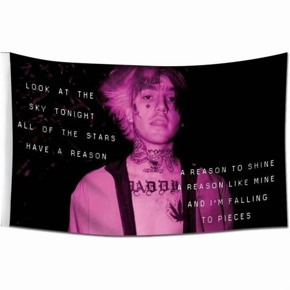 Lil Peep Flag Star Shopping Lyrics Starry Background Wall Tapestry for Room Decor
