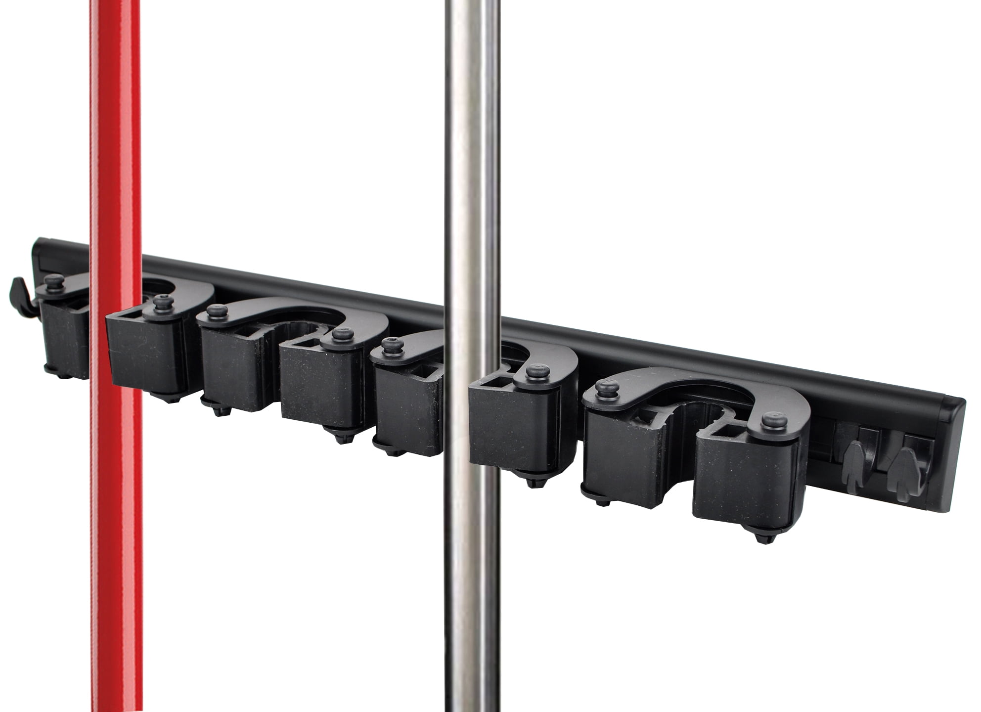 Broom & Mop Kitchen Garage Closet Tool Holder Storage System Black