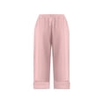 thumbnail image 6 of Cethrio Cotton Linen Shorts for Girl, School Knee Length Casual Elastic Waist Summer Shorts Pink Size 14-16, 6 of 7
