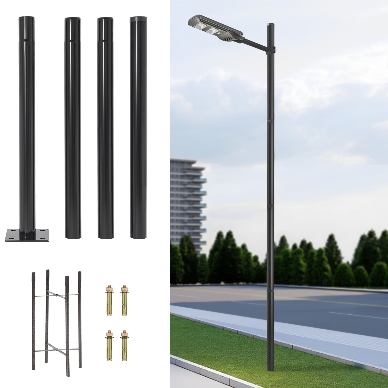 1 PCS Street Light Pole, Street Lamp Post, Outdoor Street Courtyard Parking Lot Lighting Post, Product Height: 4m/13ft(Actual Height: 3. 8m/12. 47ft)