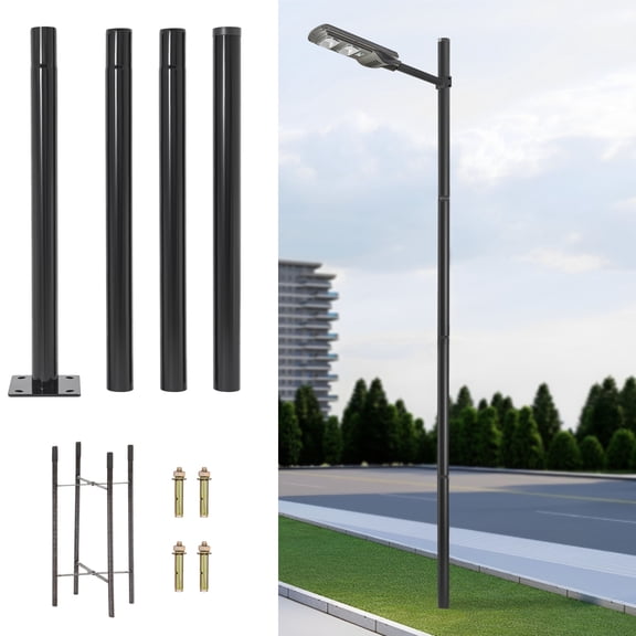 13ft Tall Metal Solar Lamp Posts for Outdoor Light Street Light Pole with 7.87 inch x 7.87 inch Base for Outdoor Street, Courtyard and Pathway Patio Flag Post