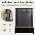 thumbnail image 5 of YIYADO 4 in 1 Hall Tree with Bench, Walnut Entryway Coat Rack with 16 Storage Compartments, Adjustable Shelves and Hooks, for Mudroom or Living Room, Black, 5 of 7