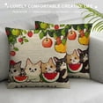 thumbnail image 3 of Qinduosi Throw Pillow Cover Sweet Summer Fruit Cat Pillow Covers Pillowcovers Soft Double Side Print Sofa Linen Square Throw Pillowcover " inch for Living Room Bedroom Car Decor, 3 of 5