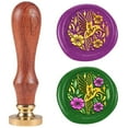 thumbnail image 1 of Sello de lacre de colibrí, cabezal de lacre de latón extraíble de 1" con mango de madera, sello vintage en relieve., 1 of 9