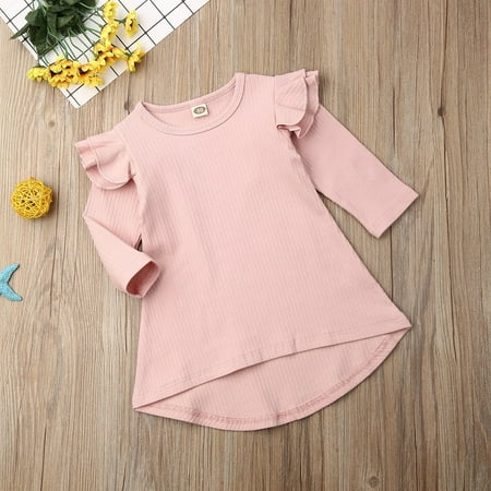 

Infant Kid Baby Girls Long Sleeve Ruffled Dress Knitted A-line Casual Dress Fall Winter Outfits 6M-5Y