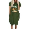 thumbnail image 1 of Leutsin Robe Mode Femme Col Rond Imprimé Plume Manches Courtes Robe Décontractée Ample, 1 of 4