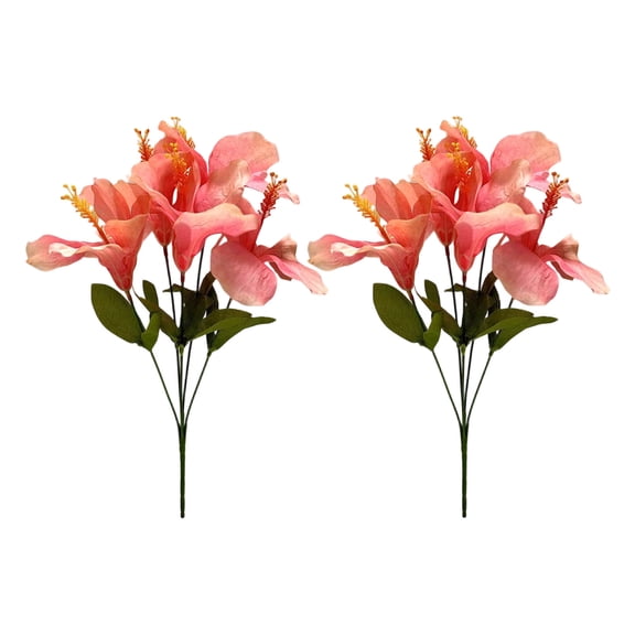 Artificial Hibiscus Silk Flowers, 2 Pack Fake Tropical Floral Stems, Vase Table Arrangement, Boho Wedding Centerpiece Living Room Home Decor, 14.96 × 7.87 in