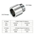 thumbnail image 2 of Uxcell G1/2 Female to G1/2 Male Thread 20mm Nickel Plated Brass Extension Pipe Fitting, 2 of 5