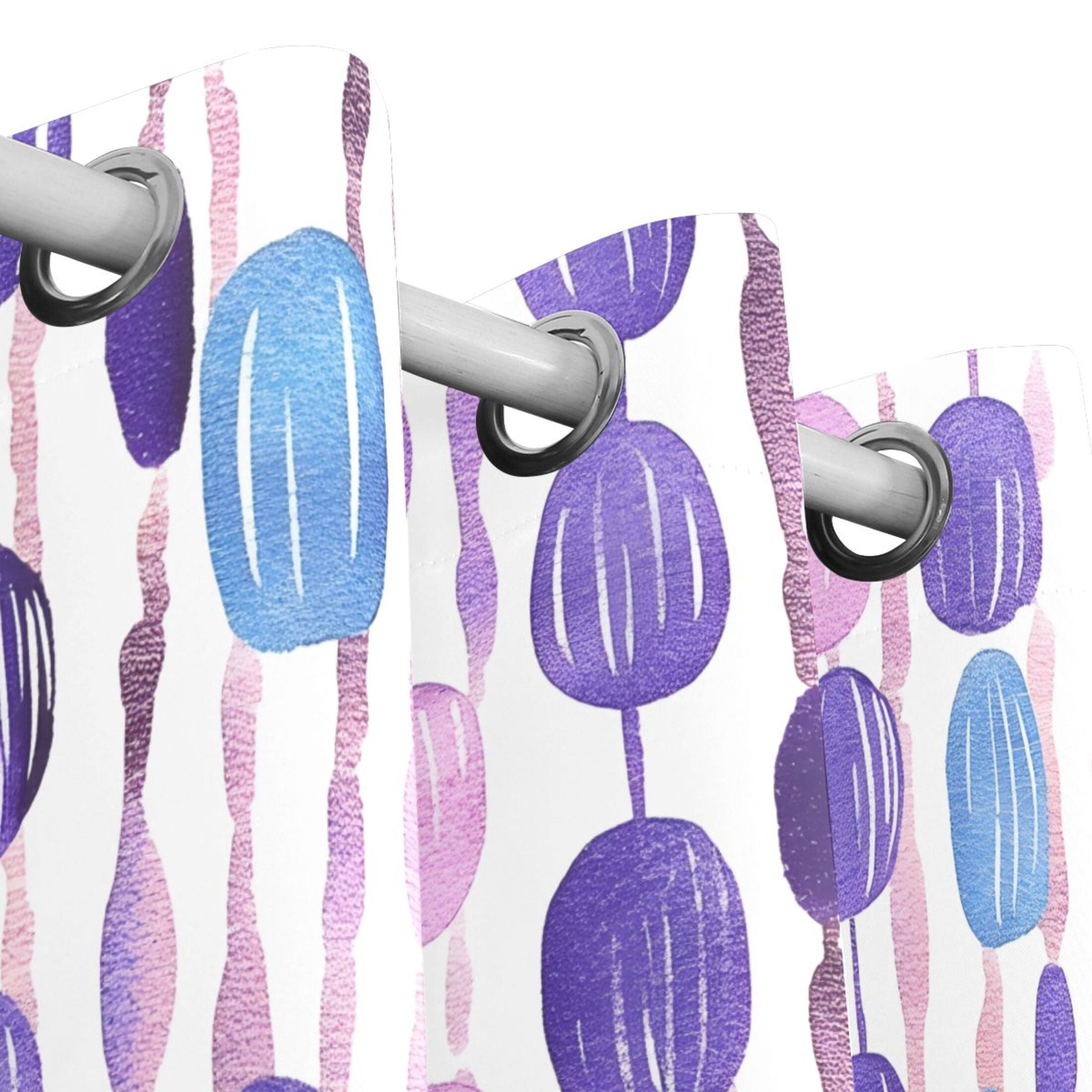 Purple and Blue Bead Pattern Thermal Blackout Curtains 63x55 Inch 2 Panels Grommet Window Drapes for Bedroom Living Room
