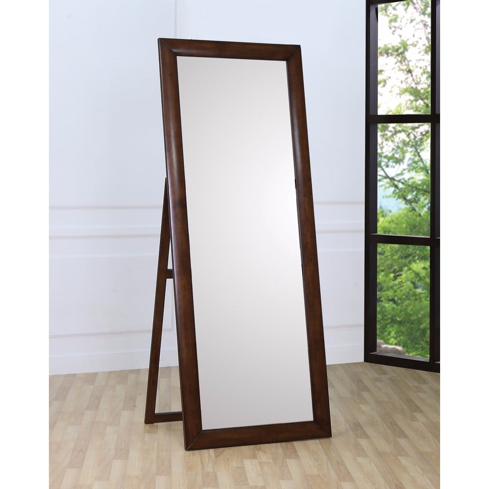 Modern Style Standing Floor Mirror With Wooden Frame, Brown Walmart