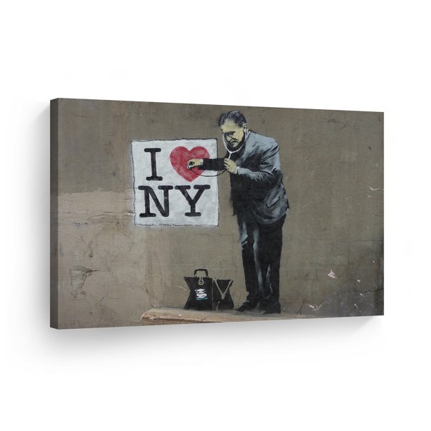 Smile Art Design Banksy Canvas Print I Heart From New York Banksy Wall Art Home Decor Graffiti Artwork Living Room Office Wall Decor Ready To Hang Made In Usa 11x17 Walmart Com