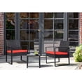 thumbnail image 4 of Vineego 3 Pieces Bistros Sets Outdoor Wicker Patio Furniture Sets PE Rattan Chairs Conversation Sets with table, Red, 4 of 12