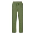 thumbnail image 4 of Mens Summer Elastic Waist Drawstring Pocket Cotton Hemp Beach Breathable Sports Long Pants, 4 of 6
