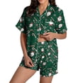 thumbnail image 3 of FASHOFT Christmas Pajamas for Women Set Cute Santa Claus Printing Pjs Long Sleeve Button up Shirts 2 Piece Sleepwear Satin Soft Holiday Loungewear XXL, 3 of 5