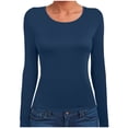thumbnail image 4 of vigerkar Women Crewneck Loose Fit Shirt Long Sleeve Casual T Shirts Basic Top Tees (Navy, L), 4 of 6