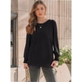 thumbnail image 2 of Womens Long Sleeve Tops Dressy Casual Shirts Pleated Crewneck Basic Blouses Fall Trendy Outfits, 2 of 6