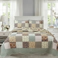thumbnail image 2 of Cozy Line Home Fashions Country Floral Chic Scalloped Patchwork Cotton 3-Piece Quilt Bedding Set, 2 of 7
