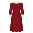 thumbnail image 6 of FAVIPT Mrs Santa Claus Womens Long Sleeved Dress,Christmas Dresses for Womens Furry V-Neck Solid Color A Line Party Swing Dresses Fancy Cosplay Outfits, 6 of 7