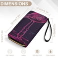 thumbnail image 6 of Womens Wallet Bifold Ladies Cluth Bag Wristlet Wrist Strap Long Purse Neon Flamingo Design, 6 of 6