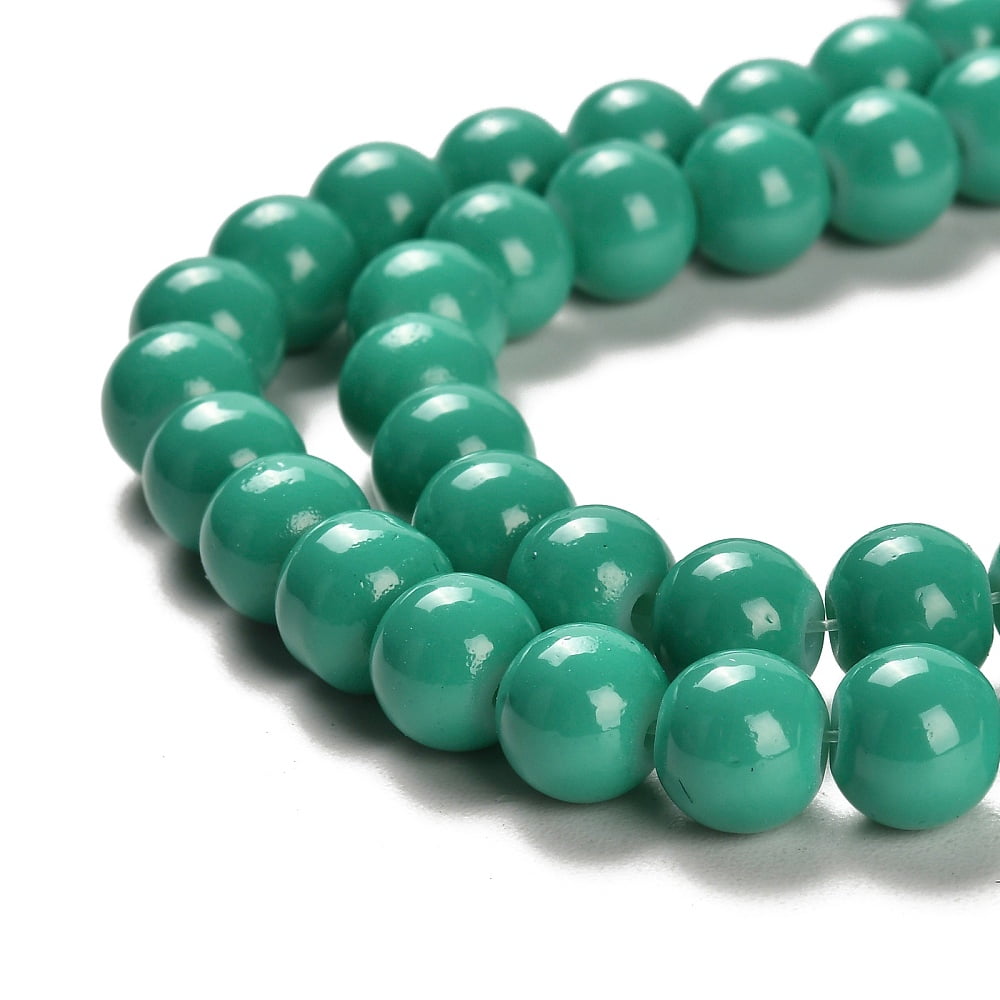 20 strand Painted Glass Bead Strands Baking Paint Round Light Sea Green 8mm Hole: 1.3~1.6mm 100pcs/strand 31.4 inch