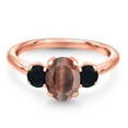 thumbnail image 3 of Gem Stone King 1.69 Ct Oval Red Tiger Eye Black Onyx 18K Rose Gold Plated Silver Ring, 3 of 6