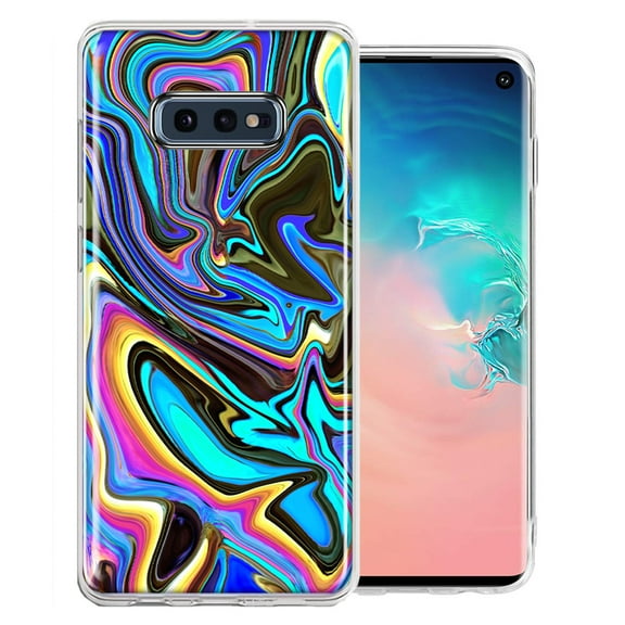 MUNDAZE For Samsung Galaxy S10e Blue Paint Swirl Design Double Layer Phone Case Cover