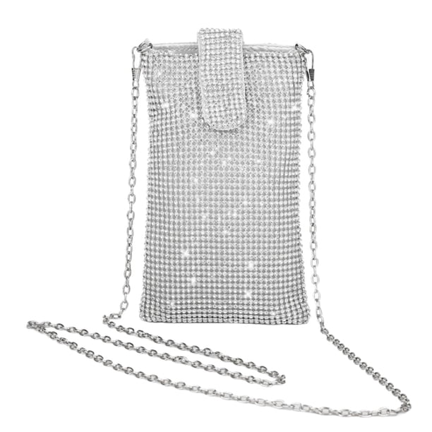 BRIGHTFUFU Bolsa de hombro de todo partido Brillante Rhinestone Cadena de la bolsa de teléfono Pequeña bolsa de cuerpo cruzada