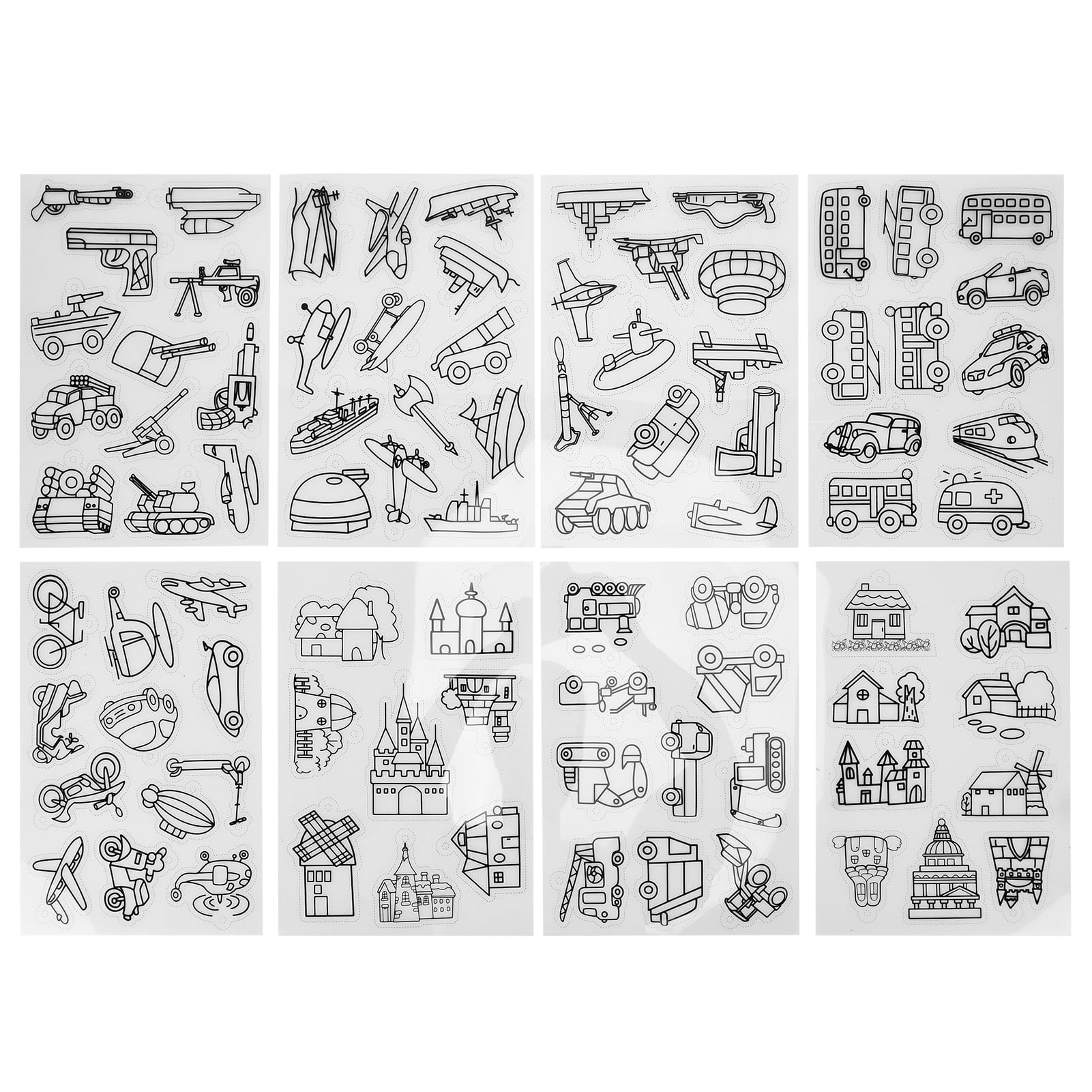 Boys Style 8pcs Shrink Sheet Heat Shrinky Sheets Creative Pack Shrinky Art Paper with Pattern Shrinkable DIY Hand Made Craft Tool for Boys and Girls 