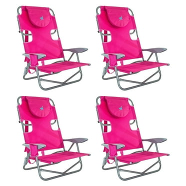 Ostrich On-Your-Back Outdoor Lounge 5 Position Reclining Beach Lake Chair 4 Pack