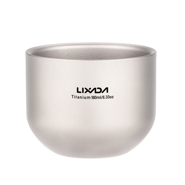 Lixada 180ml Taza de agua de titanio de doble pared para la oficina en casa Camping al aire libre Senderismo Mochila Lixada Copa de titanio