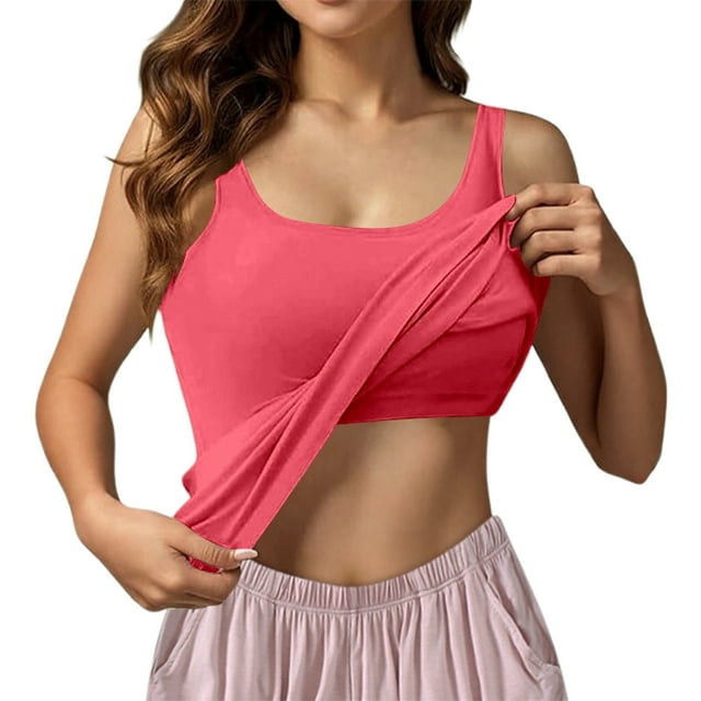 Camiseta sin costuras tipo bralette para mujer: copas incorporadas, diseño sin costuras, ligera para el uso diario.