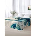 thumbnail image 5 of Peacock Feather Full Size Flat Sheet, Wrinkleproof & Fadeproof Cooling Flat Bed Sheet Only, Teal Ethnic Rustic Farmhouse Elegant Breathable Soft Bedding Top Sheets 81 x 96 Inches, 5 of 8