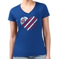 thumbnail image 4 of Women's G-III 4Her by Carl Banks  Royal Chicago Cubs Super-Slim Fit Lightweight Heart V-Neck T-Shirt, 4 of 5