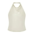 thumbnail image 5 of Women Y2k Satin Halter Tank Tops Cute High Mock Neck Backless Silk Cami Open Back Camisole Going Out Tops, 5 of 6