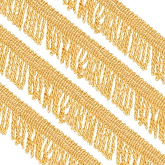 13 Yards Thin Bullion Fringe Trim 2.16Inch Gold Short Tassel Fringe Trim Basic Trim Collection