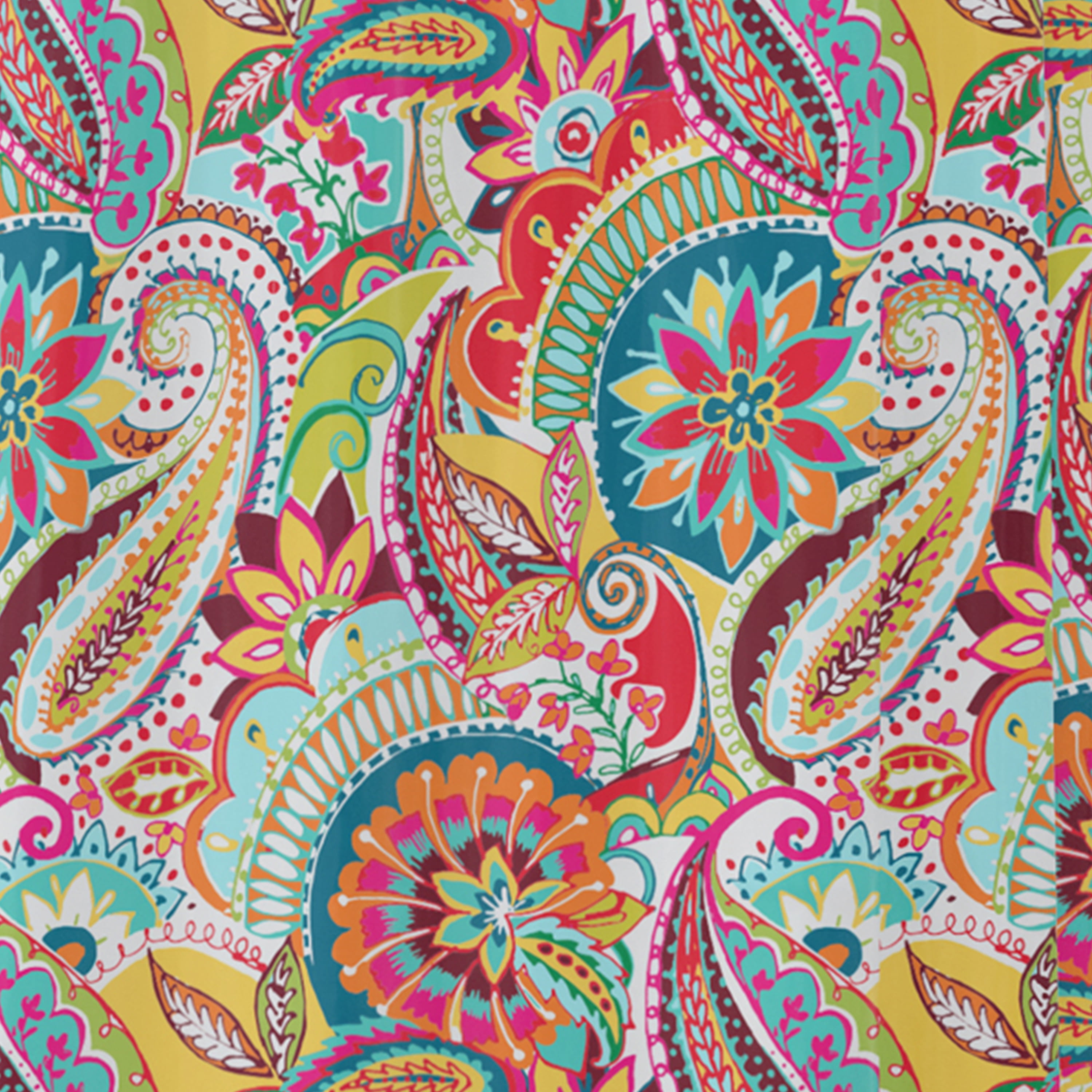 Levtex Home - Rhapsody - Shower Curtain with Grommets - One Shower Curtain Panel 72x72 inch - Bohemian Paisley - Orange, Turquoise, Teal Green, Red, Lime, Yellow, Blue, Brown - 100% Cotton - Lined