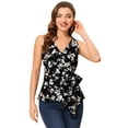 thumbnail image 1 of INSPIRE CHIC Top peplum envolvente con dobladillo asimétrico en la cintura con cuello en V sin mangas para mujerNegro Blanco-Floral XS, 1 of 5