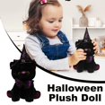 thumbnail image 5 of Halloween Purple Cat Stuffed Animal, 11.02 in Witch Kitty Plush, Halloween Indoor Decoration for Table Fireplace, Trick Or Treat Halloween Party Gift (Purple), 5 of 5