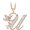 Rose, variant on 14K White Gold Finish Round Cut White Diamond 925 Sterling Silver Diamond Cute Elf Angele With U Initial Letter Pendant Necklace for Women