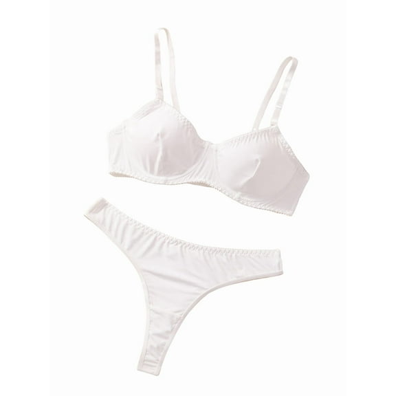Floral Print Flower Underwire Push Up Underwear Set White XS