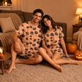thumbnail image 5 of Halloween Sleepwear, Halloween Couple Matching Pajamas Set, Orange Black Jack O Lantern Short Sleeve Loungewear, Crop Top & Shorts Sleepwear, Soft Cozy Classic Nightwear for Summer & Home Wear, XL, 5 of 6