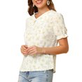 thumbnail image 4 of INSPIRE CHIC Women's Floral Peter Pan Collar Lace Trim Ruffle Sleeve Blouse XS White, 4 of 7