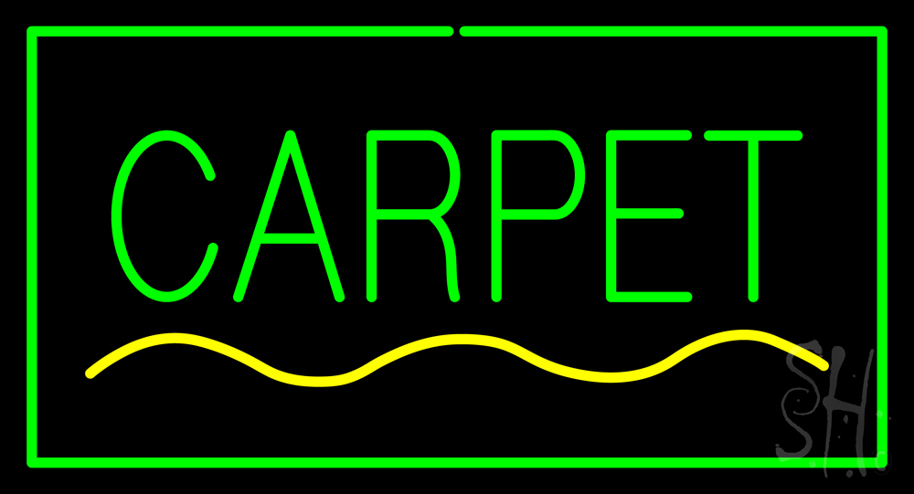 Signage Rug Carpet Rectangle Green LED Neon Sign 13