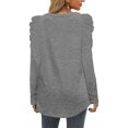 thumbnail image 4 of Women's Fall Crew/V Neck Tops Long Puff Sleeve Solid Color Dressy Casual Basic Shirts Loose Comfy Tunic Tops Blouses, 4 of 7