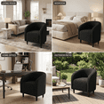 thumbnail image 4 of Pirecart Teddy Fabric Accent Barrel Chair, Small Space Compact Armchair, Soft Bedroom Accent Chair with a Side Pocket for Living Room/Bedroom/Reception Room, Black, 4 of 9
