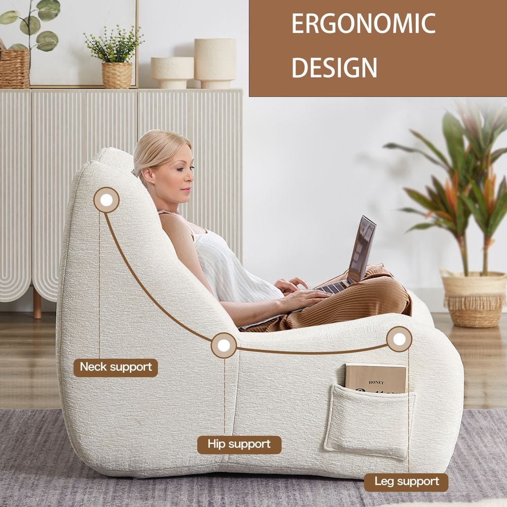 YINGYING Bean Bag Chair for Adults  - Oversized Comfy Beanbag with Armrests Lounge Lazy Floor Sofa Accent Chair for Living Room, Bedroom