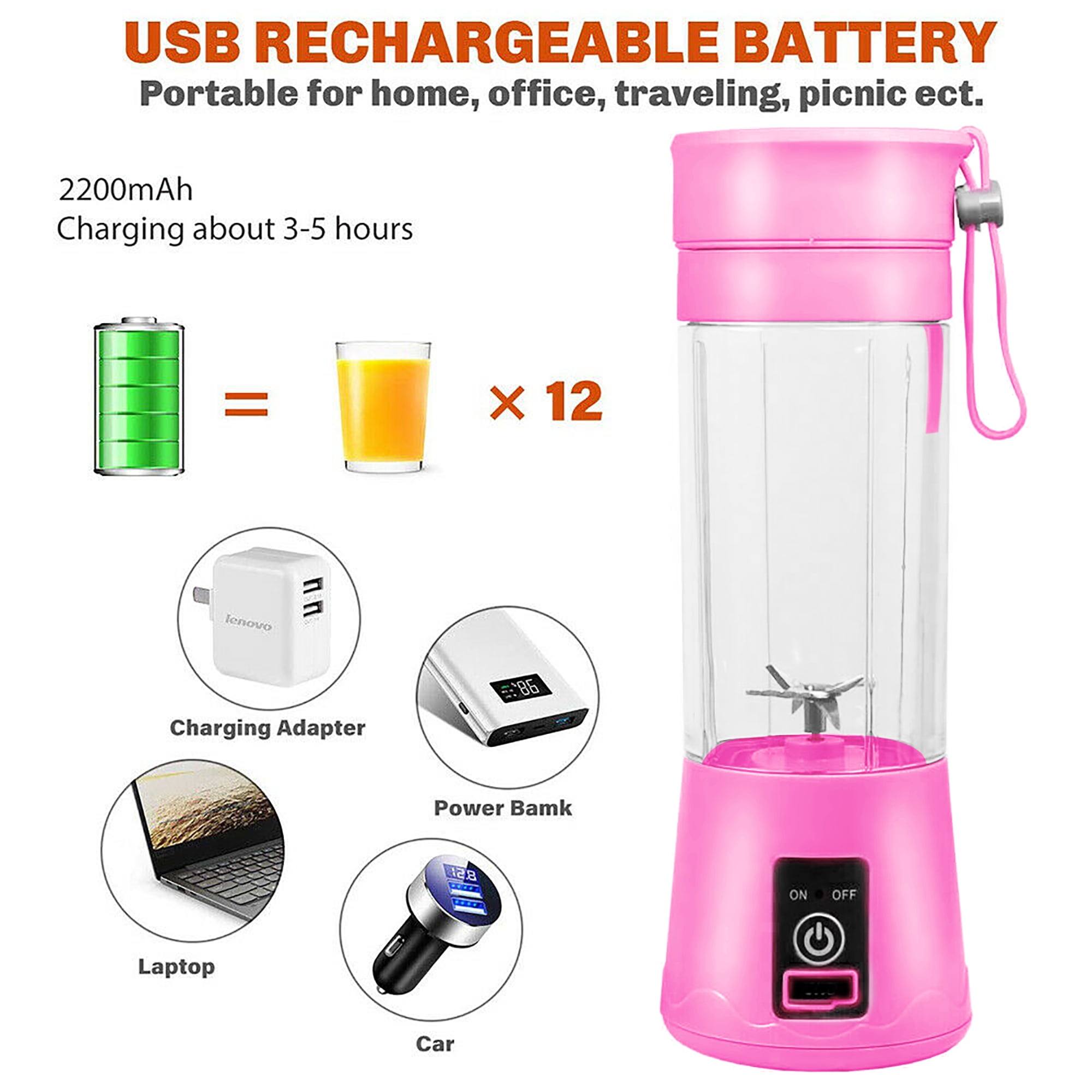 350ml Mini Portable Electric Fruit Juicer USB Rechargeable Smoothie Ma –  FUCHEETAH
