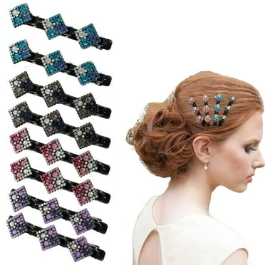 8Pcs Sparkling Crystal Stone Braided Hair Clips for Women, Braided Hair Clips for Women Girls, Rhinestone Hair Clips, Hair Barrette With Clips - Styling, Rhinestone Hair Clips for Women Girls (D)